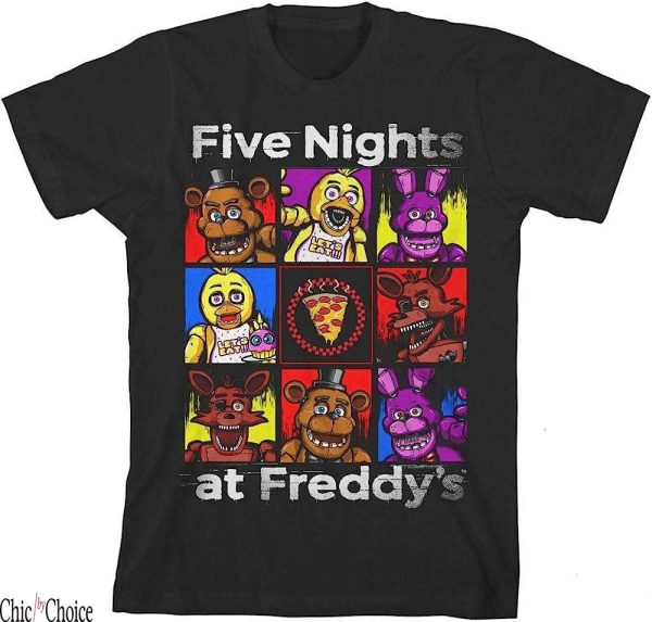 Five Nights At Freddys T-Shirt Character Squares Boys Youth