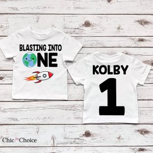 1st Birthday T Shirt Blasting Into One Birthday T Shirt