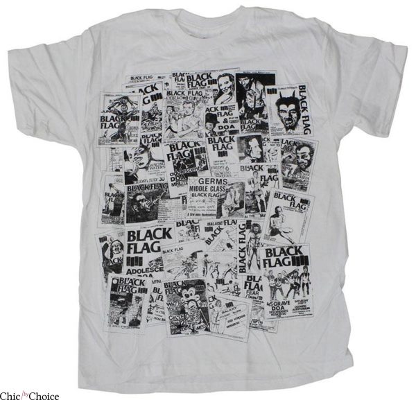 Black Flag T-Shirt Cool Flyers Of Black Flag Punk Rock