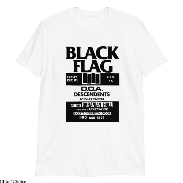 Black Flag T-Shirt Punk Rock Concert Announcement Only Fan