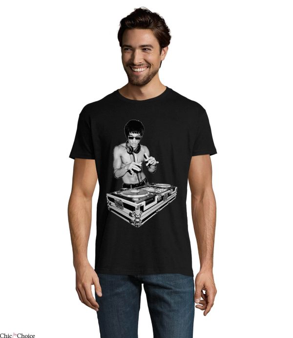 Bruce Lee DJ T-Shirt DJ Lee Vinyl Player Retro Funny Tee