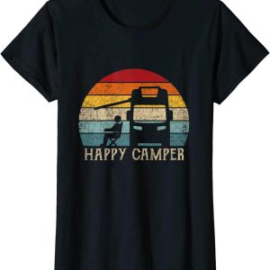 Camper Van T-Shirt Happy RV Camping Retro Sun 70s 80s