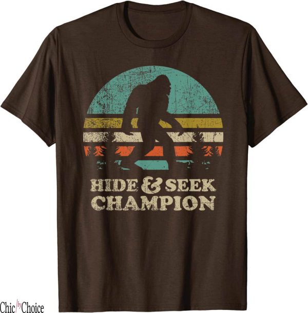 Champion Spark Plug T-Shirt Hide And Seek Bigfoot 1967 Funny