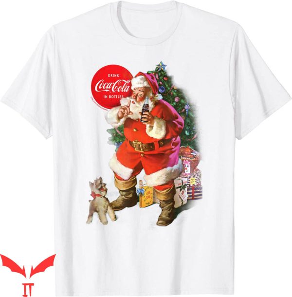 Coca-Cola Christmas Santa Claus Funny Puppy Xmas T-Shirt