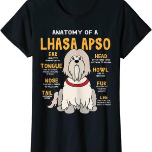 Dog Mum T-Shirt Lhasa Apso Anatomy Funny Dad Gift