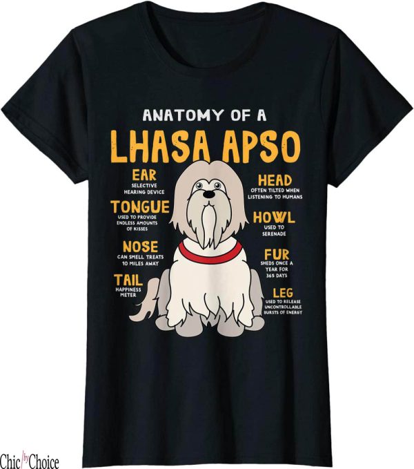 Dog Mum T-Shirt Lhasa Apso Anatomy Funny Dad Gift