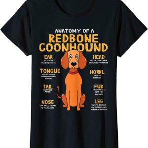 Dog Mum T-Shirt Redbone Coonhound Anatomy Funny Dad Gift