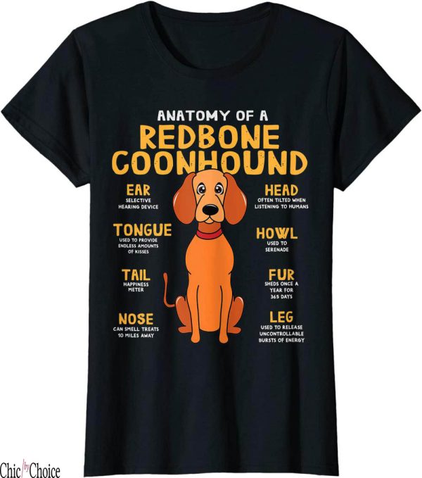 Dog Mum T-Shirt Redbone Coonhound Anatomy Funny Dad Gift