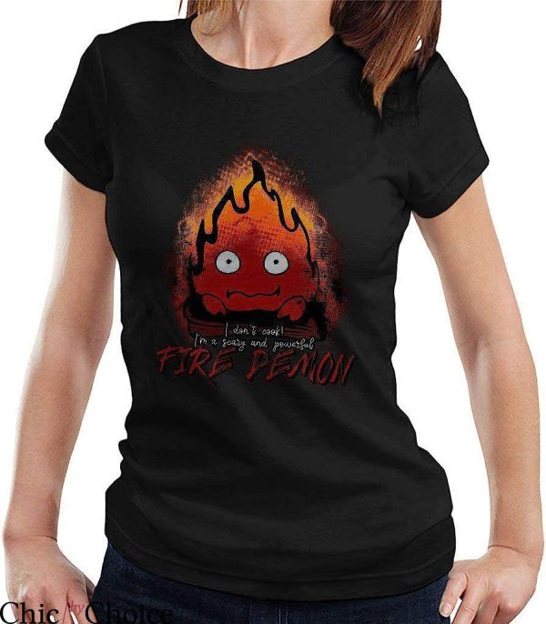 Studio Ghibli T-Shirt Fire Demon Calcifer Howl Moving Castle