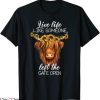 Highland Cow T-Shirt Country Heifer Cow With Sunflowers Farm