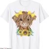 Highland Cow T-Shirt Cute Baby Highland Cow With Sunflowers