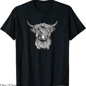 Highland Cow T-Shirt Hand Drawn Illustration Funny Animal