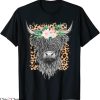 Highland Cow T-Shirt Highland Castle Leopard Flower Cow