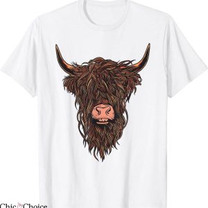 Highland Cow T-Shirt Scottish Cow Face Highlander Cattle