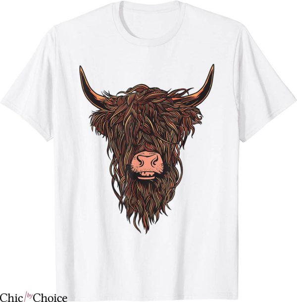 Highland Cow T-Shirt Scottish Cow Face Highlander Cattle