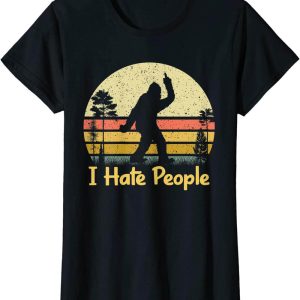 I Hate People T-Shirt Bigfoot Sasquatch Middle Finger