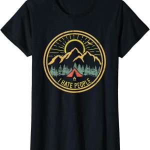 I Hate People T-Shirt Camping Retro Funny Camp Lovers