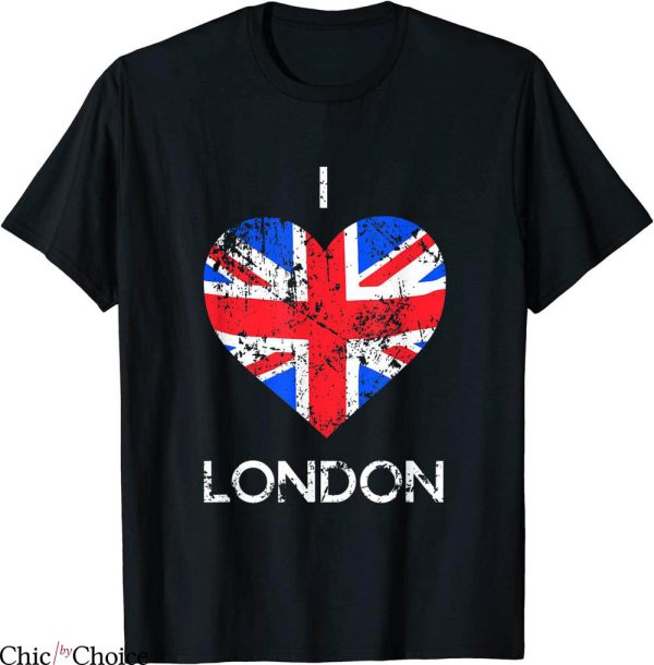 I Love London T-Shirt Distressed Union Jack Heart Tee