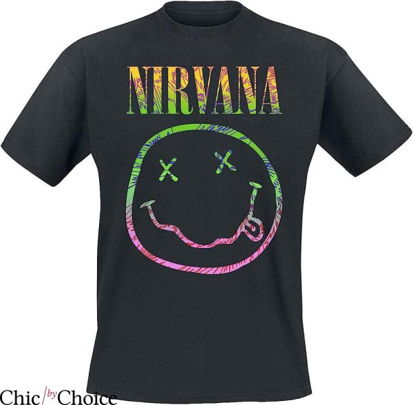 In Utero T-Shirt Cool Rock Band Smiley Slim Fit Colorful