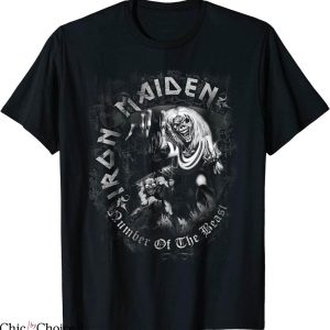 Iron Maiden T-Shirt Number Of The Beast Greyscale Tee