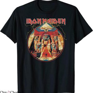 Iron Maiden T-Shirt Powerslave Lightning Circle Vintage Tee