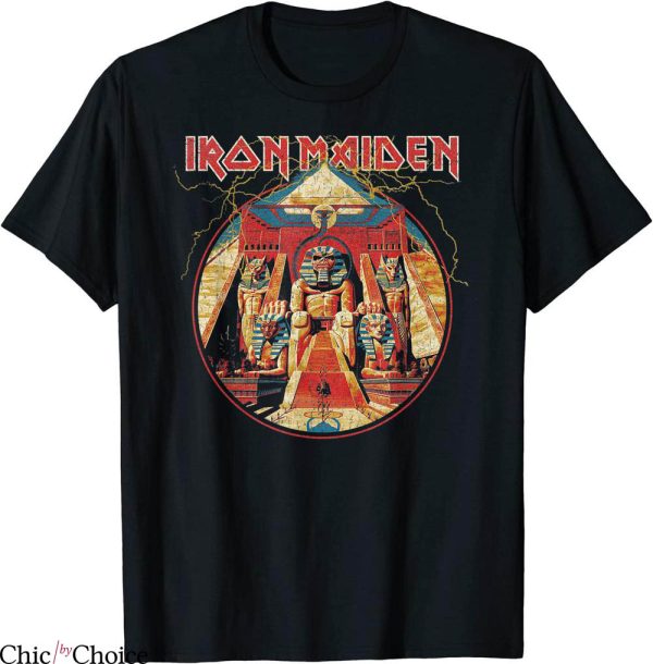 Iron Maiden T-Shirt Powerslave Lightning Circle Vintage Tee