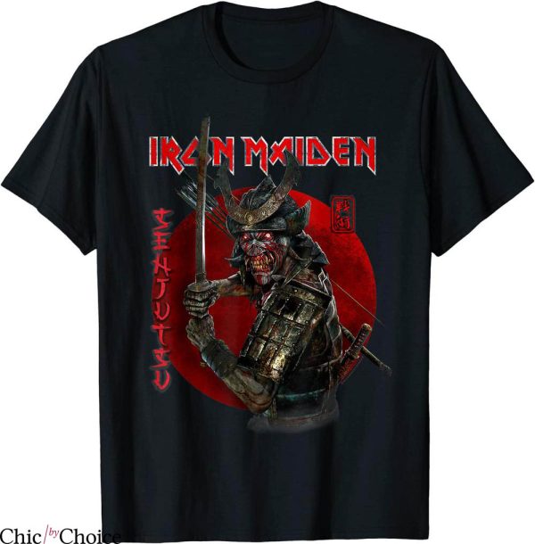 Iron Maiden T-Shirt Senjutsu Eddie Red Circle Vintage Tee