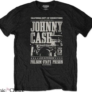 Johnny Cash T-shirt Folsom Prison Poster Official Mens Black