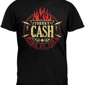 Johnny Cash T-shirt Mens Ring Of Fire Country Rock And Roll