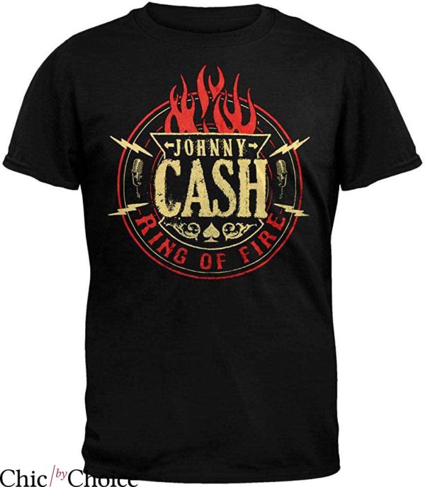 Johnny Cash T-shirt Mens Ring Of Fire Country Rock And Roll