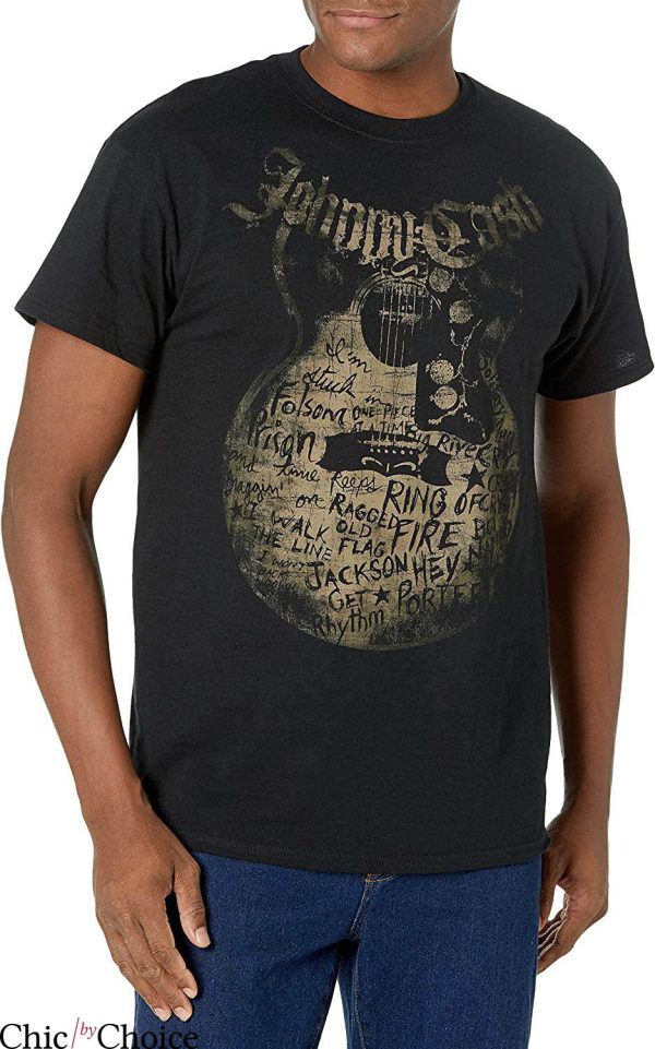 Johnny Cash T-shirt Retro Guitar Famous Songs Of Johnny Cash