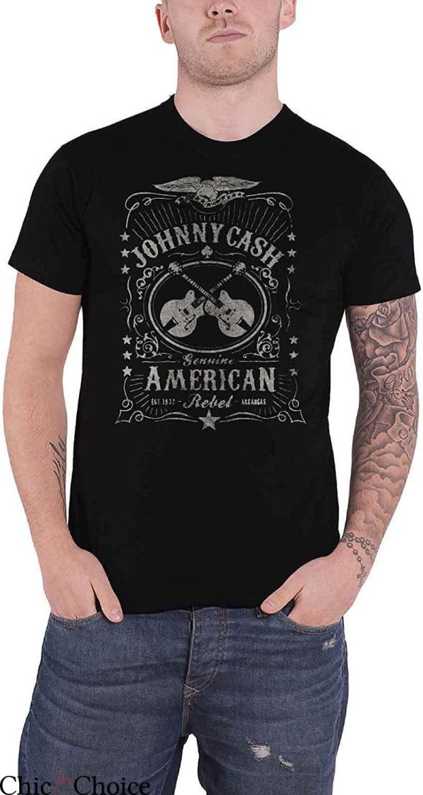 Johnny Cash T-shirt Vintage Guitar American Rebel For Fan