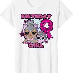 LOL Doll Birthday T-Shirt LOL Surprise 4th Birthday Girl Tee