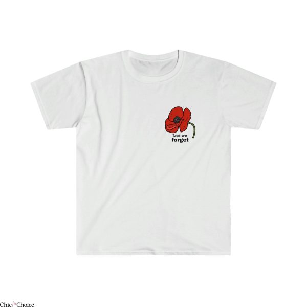 Lest We Forget T-Shirt Anzac Poppy Memorial Day Tee