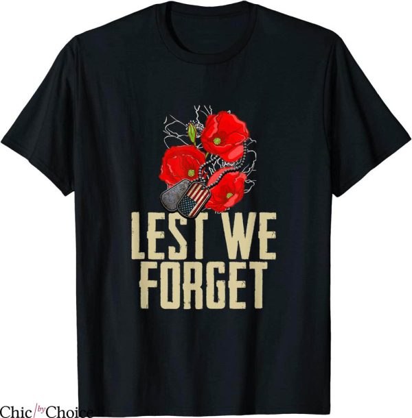 Lest We Forget T-Shirt Memorial Day Dog Tag Patriotic Day