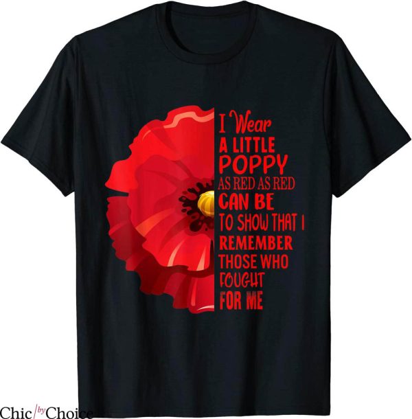 Lest We Forget T-Shirt Veterans Day Red Poppy Flower