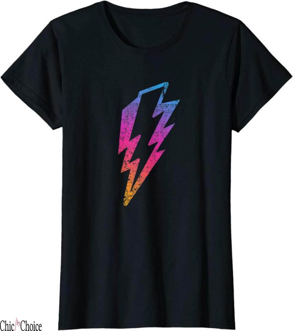 Lightning Bolt T-Shirt Multicolor Powerful Distressed