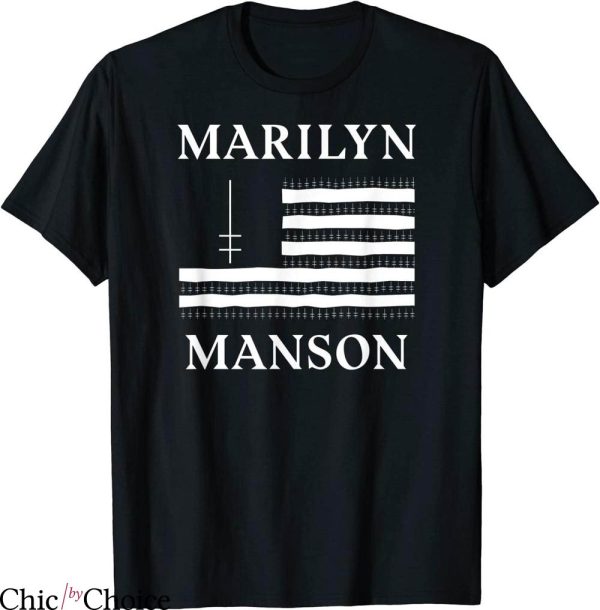 Marilyn Manson T-shirt Manson And American Flag Punk Rock