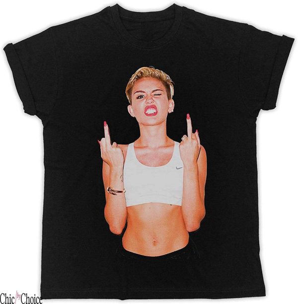 Miley Cyrus T-Shirt Finger Up Funny Gift Designer