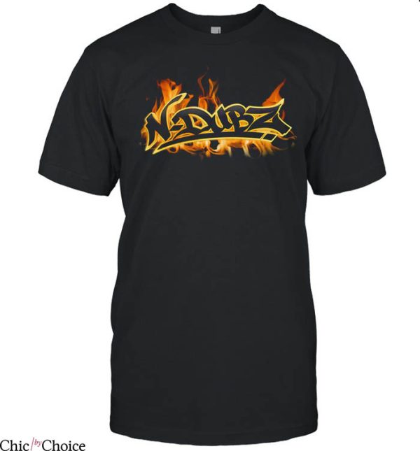 N Dubz T-Shirt Classic Logo On Fire Hip Hop Trio Vintage