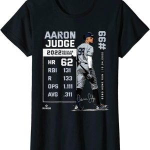 New York Yankees T-Shirt Record 62 Aaron Judge MLBPA