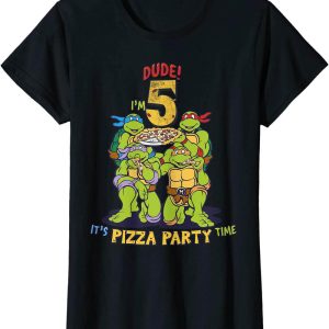 Ninja Turtle Birthday T-Shirt Mutant I Am 5 Dude Pizza Party