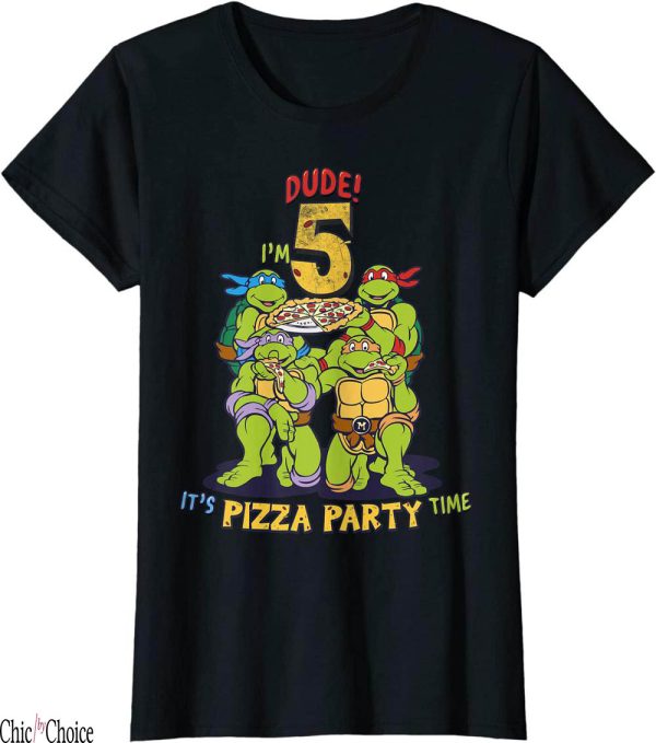 Ninja Turtle Birthday T-Shirt Mutant I Am 5 Dude Pizza Party
