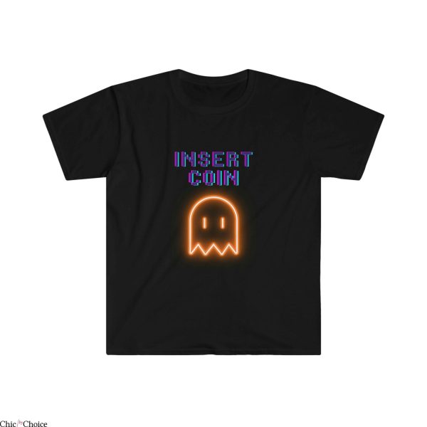 Pac Man T-Shirt Insert Coin Retro Gamer Pacman Ghost Tee