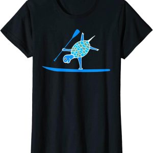 Paddle Board T-Shirt Stand Up SUP One Arm Handstand Turtle