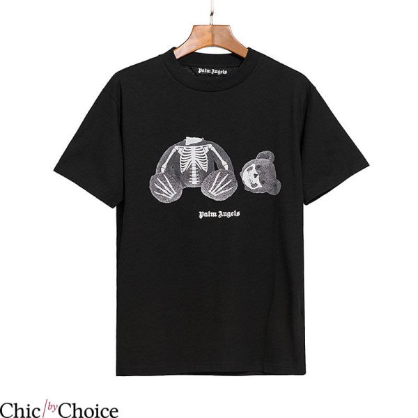 Palm Angels Teddy Bear T-Shirt Skeleton Bear Retro Logo