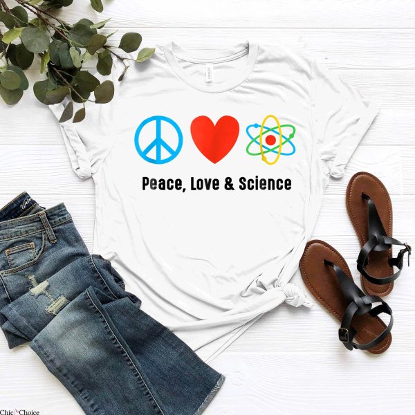 Peace And Love T-Shirt Science Lover Teacher Show Peace Tee