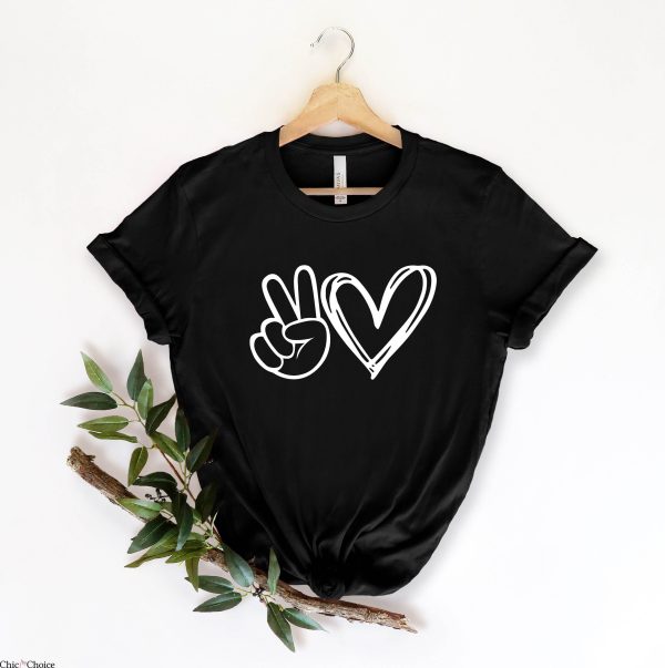 Peace And Love T-Shirt Sign Classic Lettering Vintage Tee