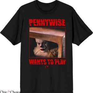 Pennywise T-Shirt IT 2017 Pennywise Wants To Play Horror Tee