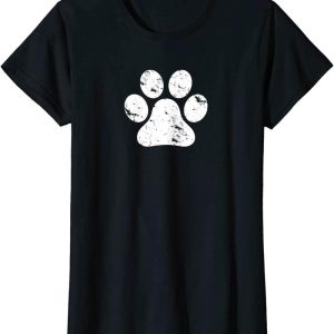 Personalised Dog T-Shirt Vintage Distressed Paw Gift